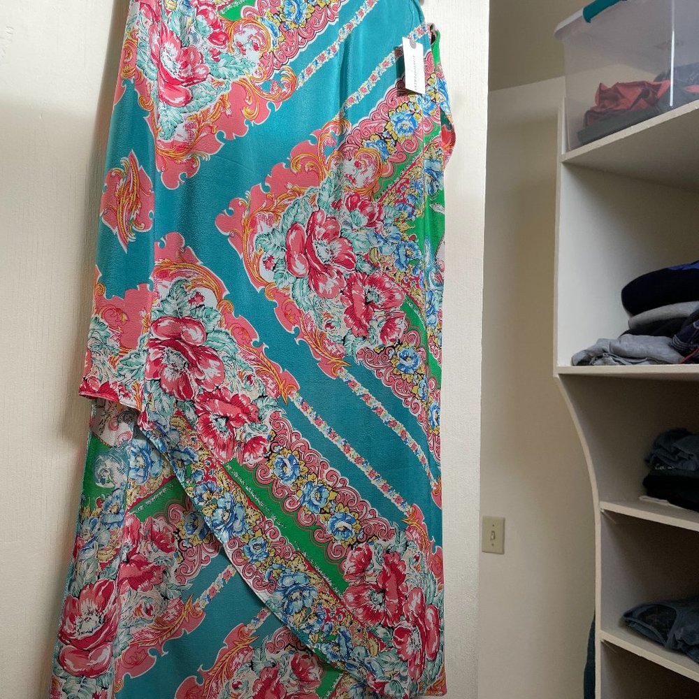 NWT Anthropologie Maeve Bette silk faux wrap skirt